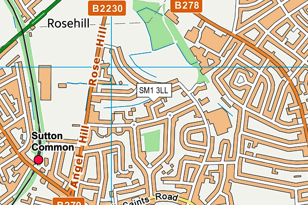 SM1 3LL map - OS VectorMap District (Ordnance Survey)