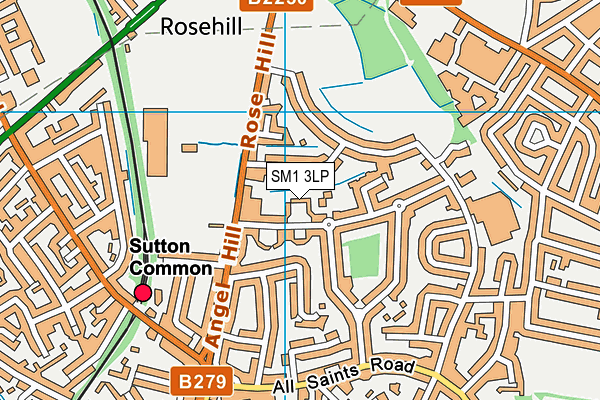 SM1 3LP map - OS VectorMap District (Ordnance Survey)