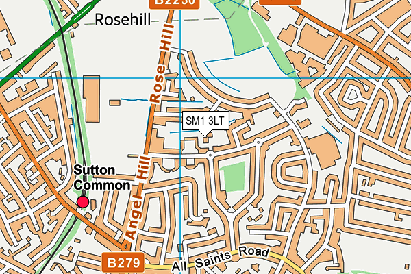 SM1 3LT map - OS VectorMap District (Ordnance Survey)