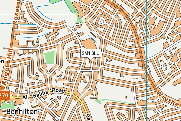 SM1 3LU map - OS VectorMap District (Ordnance Survey)