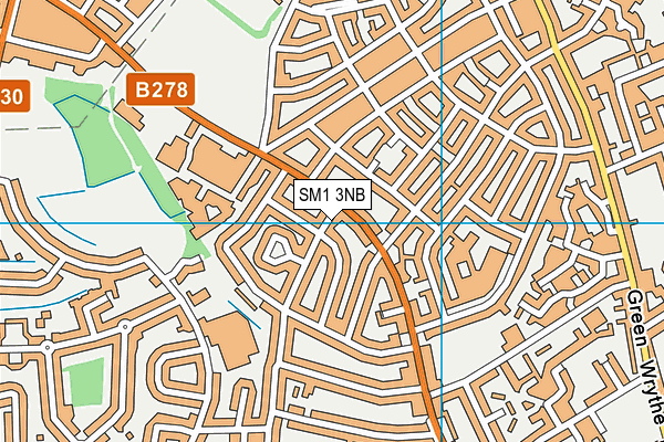 SM1 3NB map - OS VectorMap District (Ordnance Survey)