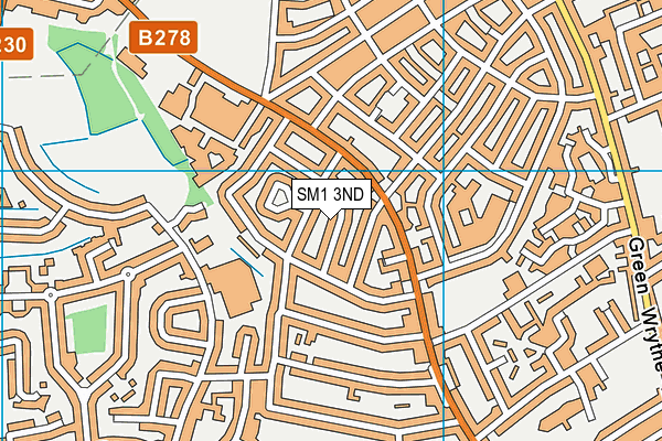SM1 3ND map - OS VectorMap District (Ordnance Survey)