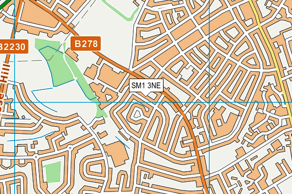 SM1 3NE map - OS VectorMap District (Ordnance Survey)