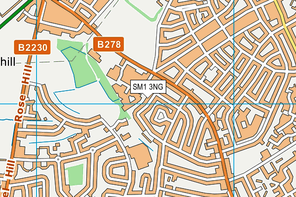SM1 3NG map - OS VectorMap District (Ordnance Survey)