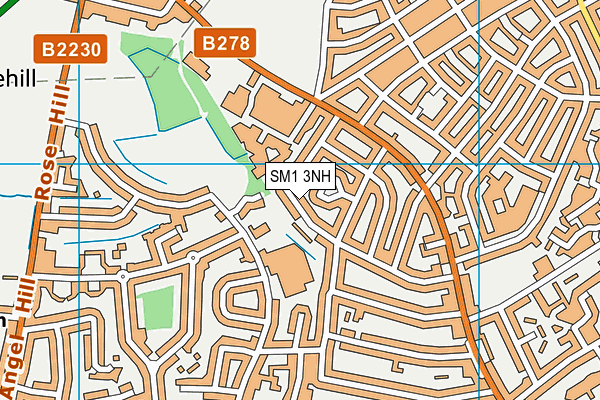 SM1 3NH map - OS VectorMap District (Ordnance Survey)