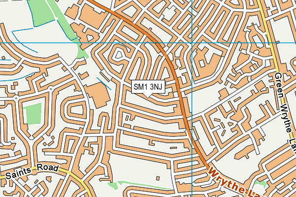 SM1 3NJ map - OS VectorMap District (Ordnance Survey)
