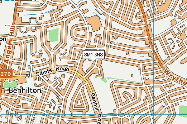 SM1 3NS map - OS VectorMap District (Ordnance Survey)