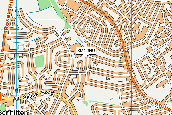 SM1 3NU map - OS VectorMap District (Ordnance Survey)