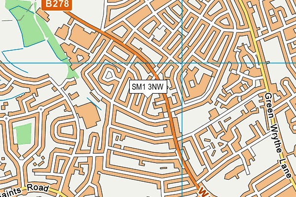 SM1 3NW map - OS VectorMap District (Ordnance Survey)