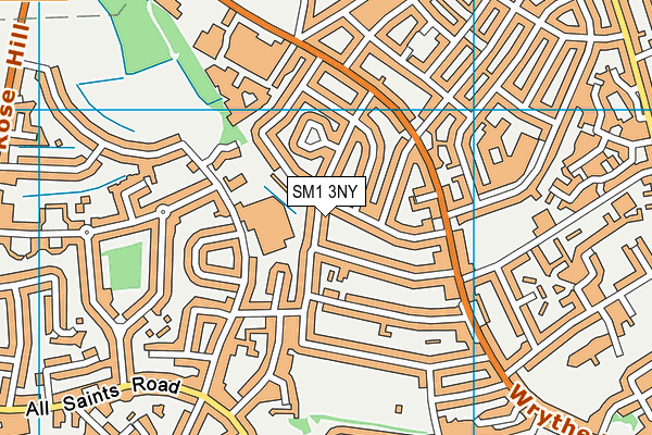 SM1 3NY map - OS VectorMap District (Ordnance Survey)