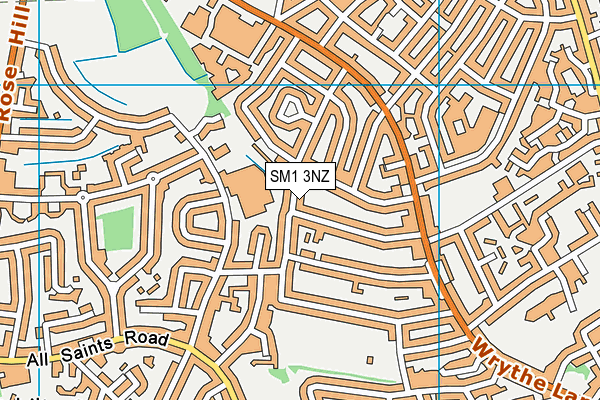 SM1 3NZ map - OS VectorMap District (Ordnance Survey)