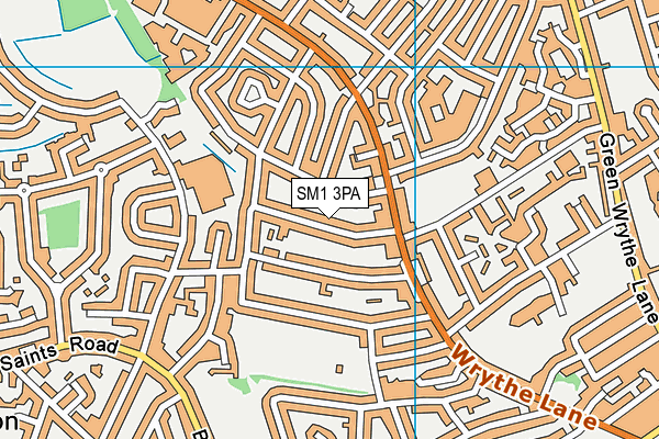 SM1 3PA map - OS VectorMap District (Ordnance Survey)