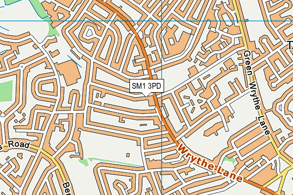 SM1 3PD map - OS VectorMap District (Ordnance Survey)