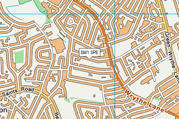 SM1 3PE map - OS VectorMap District (Ordnance Survey)