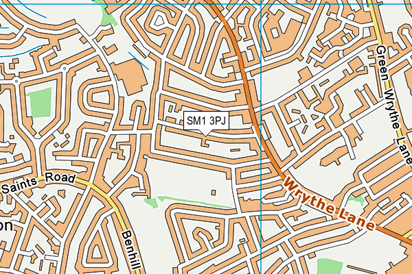 SM1 3PJ map - OS VectorMap District (Ordnance Survey)
