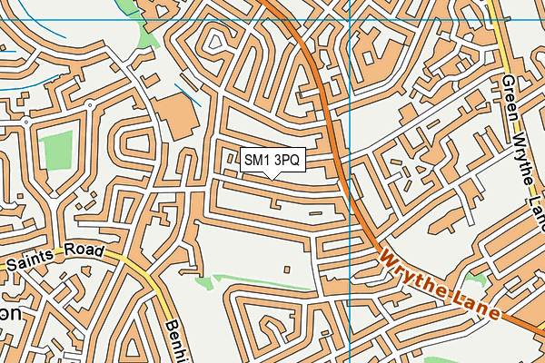 SM1 3PQ map - OS VectorMap District (Ordnance Survey)