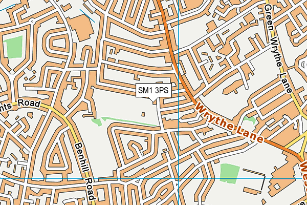 SM1 3PS map - OS VectorMap District (Ordnance Survey)