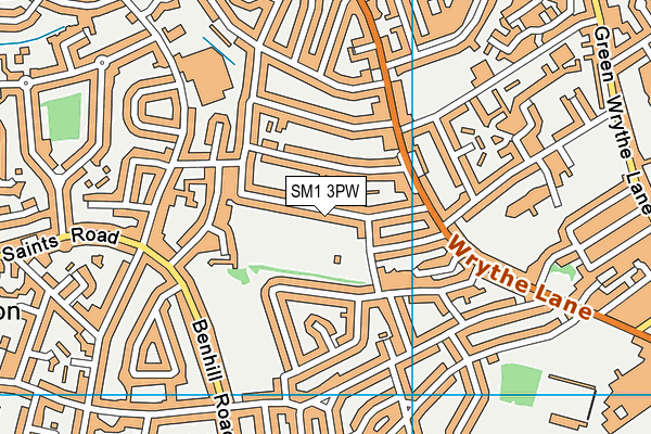 SM1 3PW map - OS VectorMap District (Ordnance Survey)