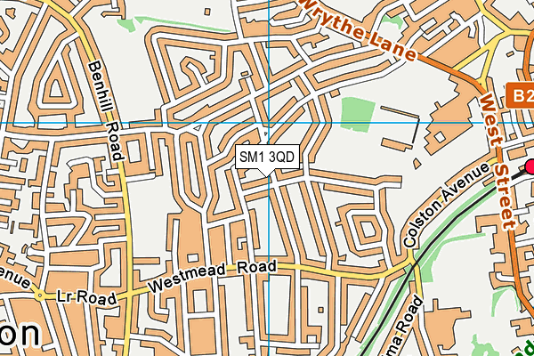 SM1 3QD map - OS VectorMap District (Ordnance Survey)