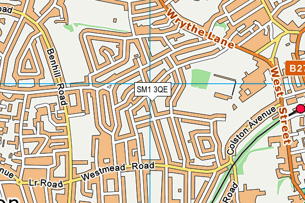 SM1 3QE map - OS VectorMap District (Ordnance Survey)