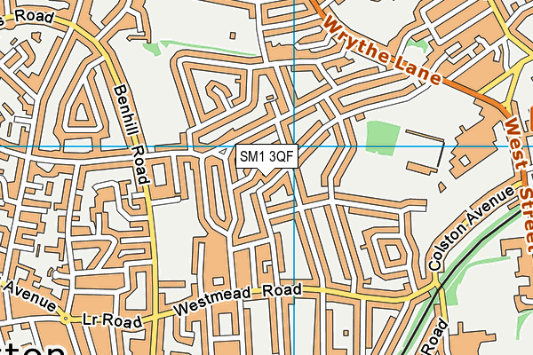 SM1 3QF map - OS VectorMap District (Ordnance Survey)