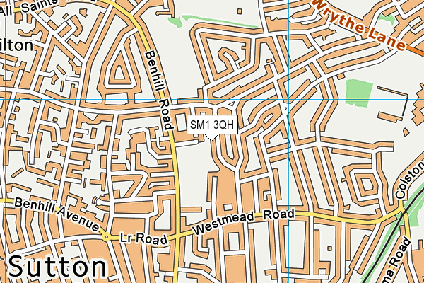 SM1 3QH map - OS VectorMap District (Ordnance Survey)