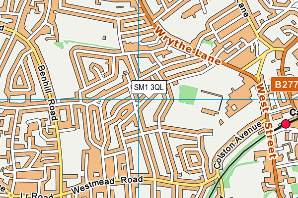 SM1 3QL map - OS VectorMap District (Ordnance Survey)