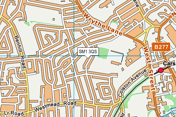 SM1 3QS map - OS VectorMap District (Ordnance Survey)