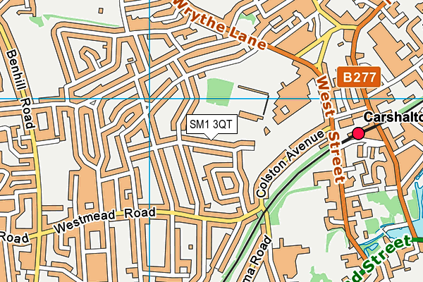 SM1 3QT map - OS VectorMap District (Ordnance Survey)
