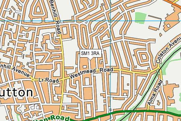 SM1 3RA map - OS VectorMap District (Ordnance Survey)