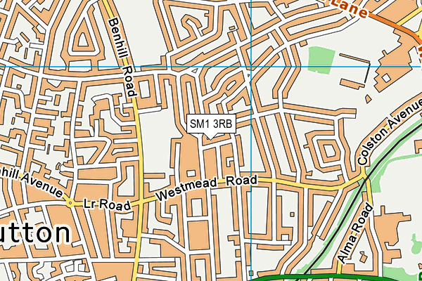 SM1 3RB map - OS VectorMap District (Ordnance Survey)