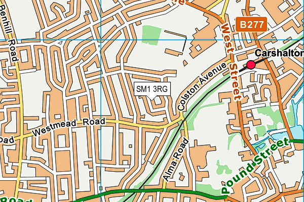 SM1 3RG map - OS VectorMap District (Ordnance Survey)