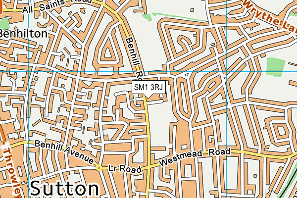 SM1 3RJ map - OS VectorMap District (Ordnance Survey)