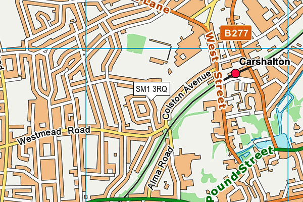 SM1 3RQ map - OS VectorMap District (Ordnance Survey)