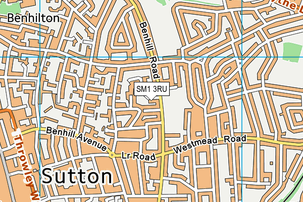 SM1 3RU map - OS VectorMap District (Ordnance Survey)