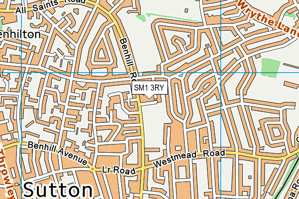 SM1 3RY map - OS VectorMap District (Ordnance Survey)