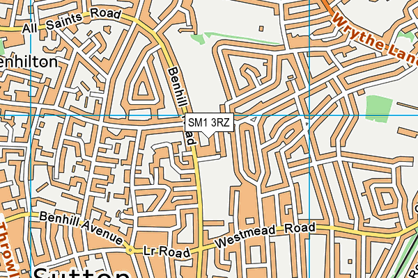 SM1 3RZ map - OS VectorMap District (Ordnance Survey)