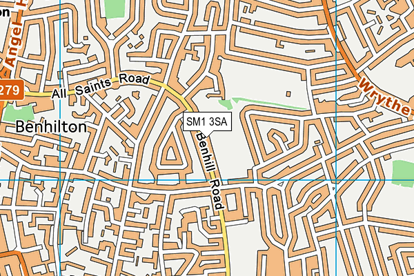 SM1 3SA map - OS VectorMap District (Ordnance Survey)