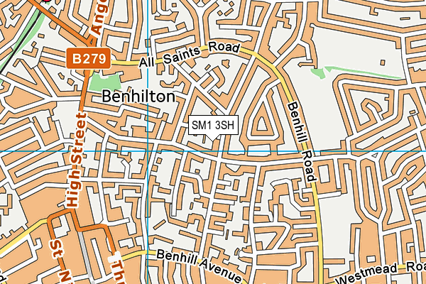 SM1 3SH map - OS VectorMap District (Ordnance Survey)