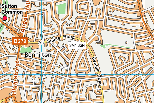 SM1 3SN map - OS VectorMap District (Ordnance Survey)