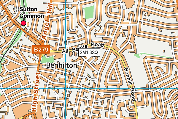 SM1 3SQ map - OS VectorMap District (Ordnance Survey)