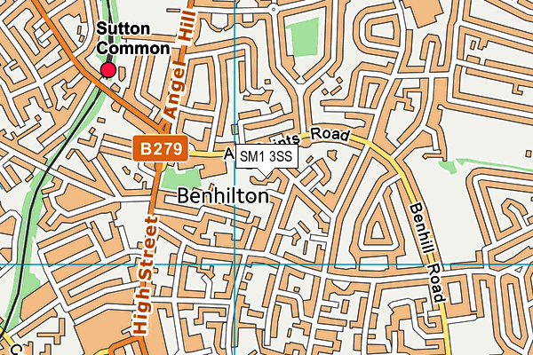 SM1 3SS map - OS VectorMap District (Ordnance Survey)