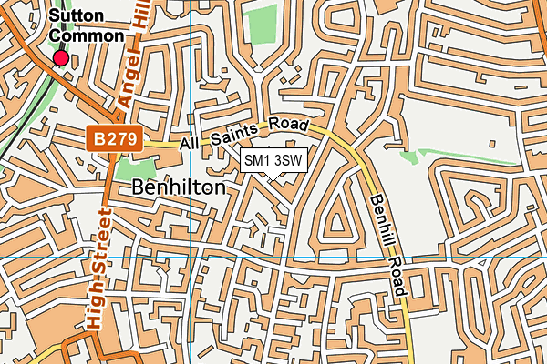SM1 3SW map - OS VectorMap District (Ordnance Survey)