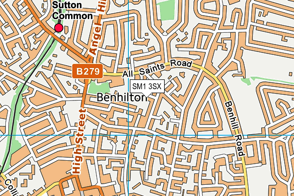 SM1 3SX map - OS VectorMap District (Ordnance Survey)