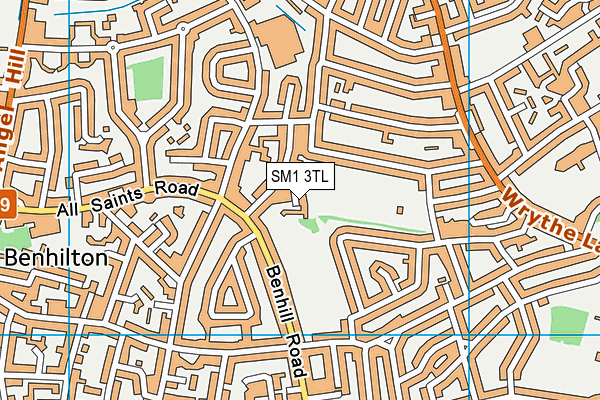 SM1 3TL map - OS VectorMap District (Ordnance Survey)