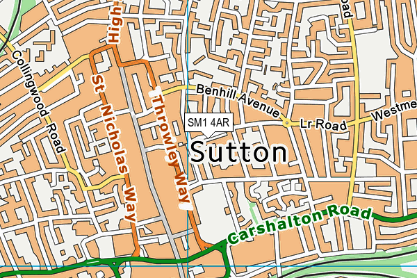 SM1 4AR map - OS VectorMap District (Ordnance Survey)