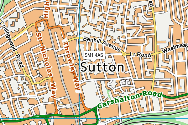 Sutton Grammar School map (SM1 4AS) - OS VectorMap District (Ordnance Survey)