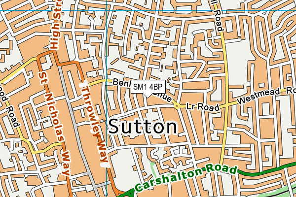 SM1 4BP map - OS VectorMap District (Ordnance Survey)