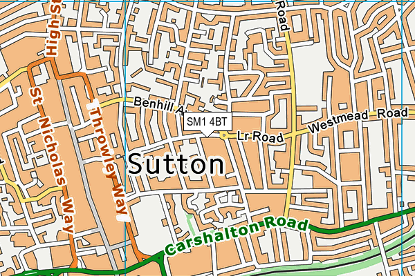 SM1 4BT map - OS VectorMap District (Ordnance Survey)