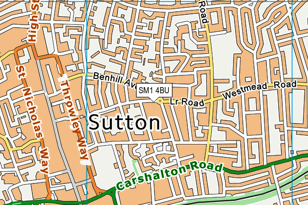 SM1 4BU map - OS VectorMap District (Ordnance Survey)